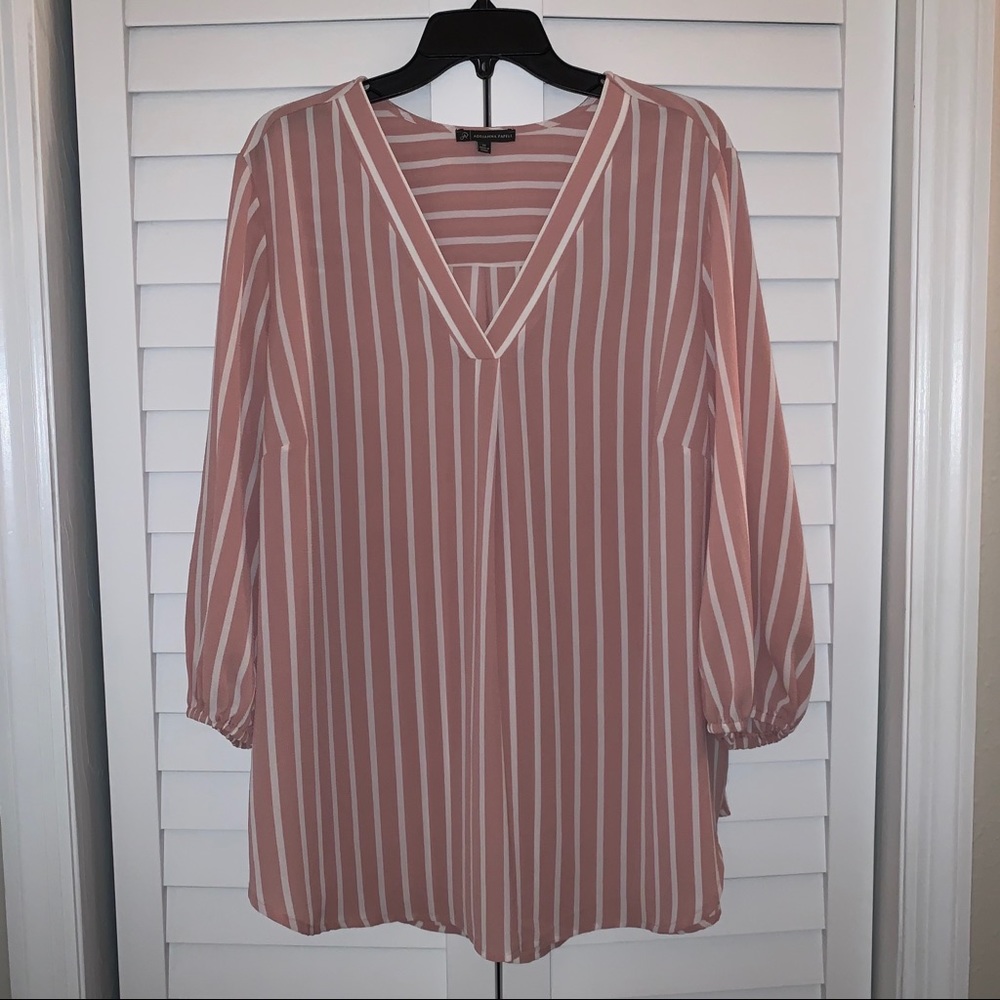 Adrianna Papell Pink Striped Shirt